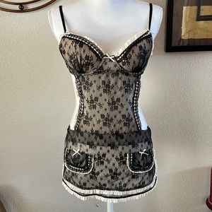 Victoria’s Secret Sexy French Maid Black & Ivory Lingerie Piece